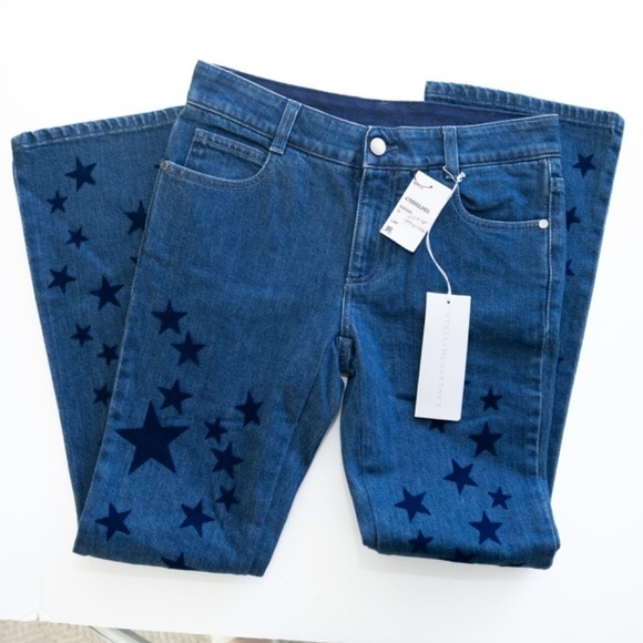 Stella McCartney. Blue Star Print Denim Flared Jeans. - Picture 6 of 11